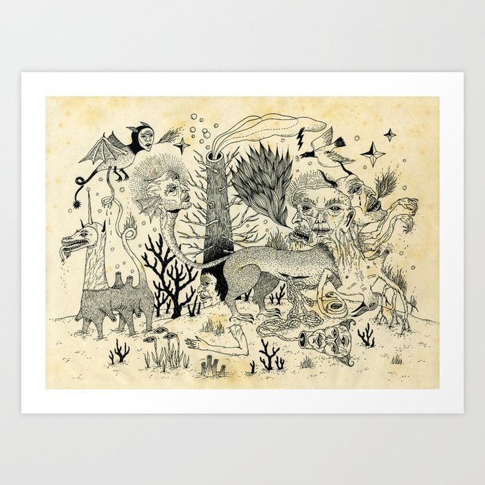 Grotesque Flora and Fauna Art Print