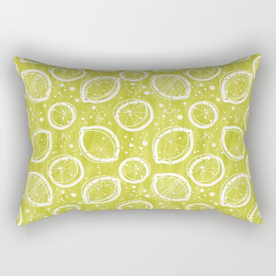 Atomic Lemonade_Green and White Rectangular Pillow