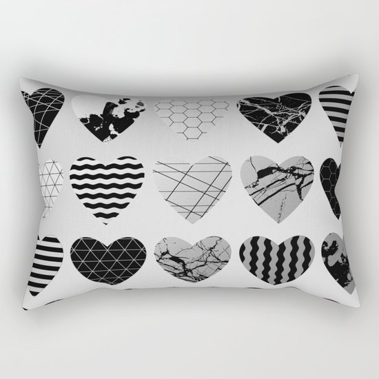 Metallic Love - Hexagon, stripes, triangles, geometric, marble, paint splat hearts! Rectangular Pillow