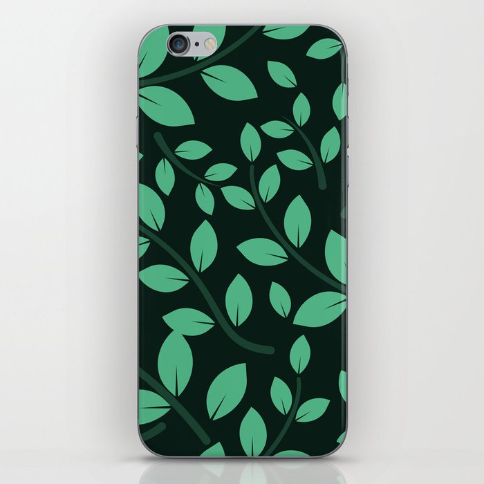 Retro Style Leaves Pattern - Ocean Green iPhone Skin