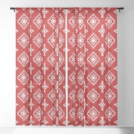 Red and White Native American Tribal Pattern Sheer Curtain