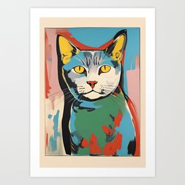 Grunge Cat Painting Art Print