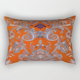 Painted Tibetan Brocade orange Rectangular Pillow