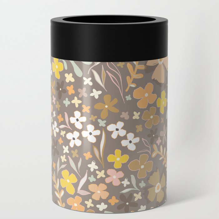 Wild Bohemian Floral Coffee Pattern 1 Can Cooler
