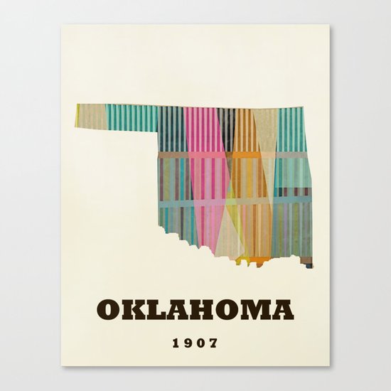 Oklahoma state map modern Canvas Print
