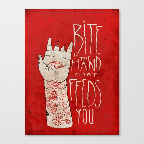 bite the hand. Canvas Print