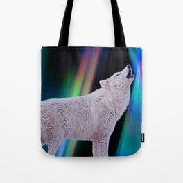 Aurora Borealis Wolf Song Tote Bag