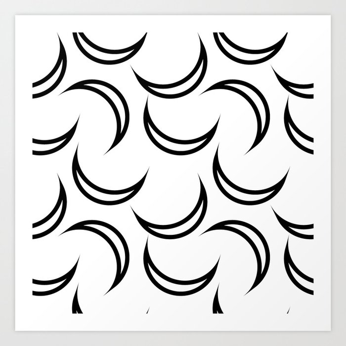 Cute Aesthetic Moon Pattern - White and Black Art Print