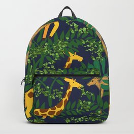 Cute Giraffes and green leaves Backpack