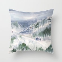 Wintery Hills Landscape Throw Pillow