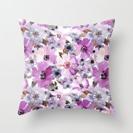 FLOWERS WATERCOLOR 15 Throw Pillow