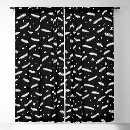 Christmas branches and stars - black and white Blackout Curtain
