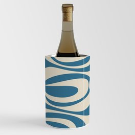 Mod Thang Retro Modern Abstract Pattern in Boho Blue and Beige Wine Chiller