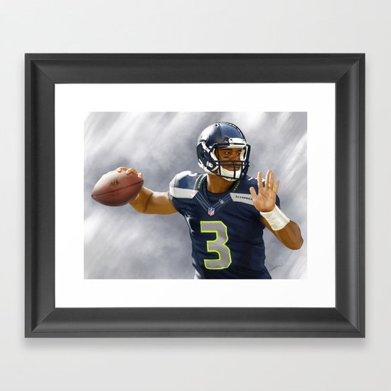 "Russell Wilson's Pass" Painting by Jae Mez Framed Art Print