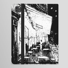 Cafe Terrace at Night By Vincent Van Gogh in Black and White iPad Folio Case