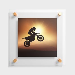 Mountain Motorcycle Adventure - Gold Floating Acrylic Print