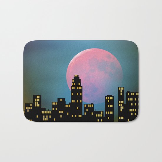 Super Moon over the City Bath Mat