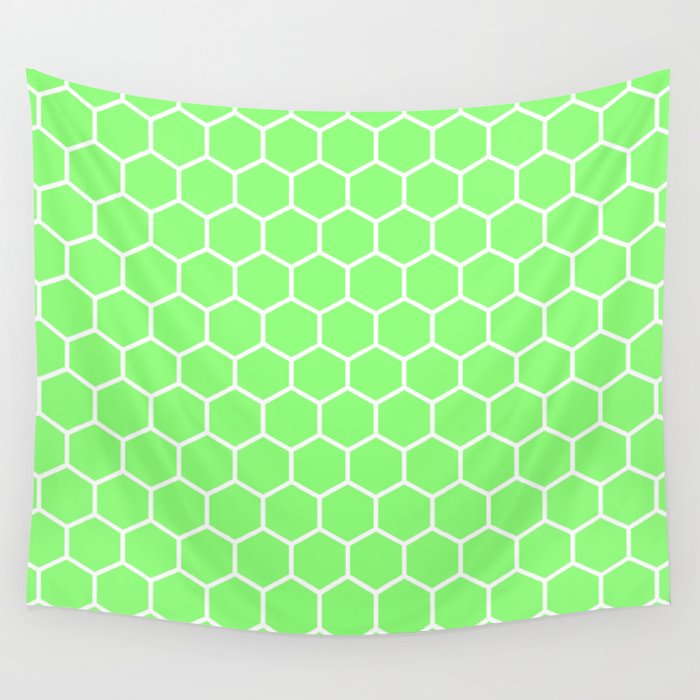 Honeycomb (White & Light Green Pattern) Wall Tapestry