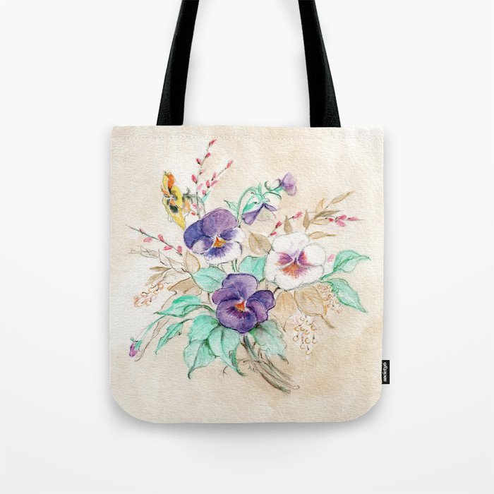 Pansies Bouquet Tote Bag By Anniemason Society6 Pansies Bouquet Tote Bag