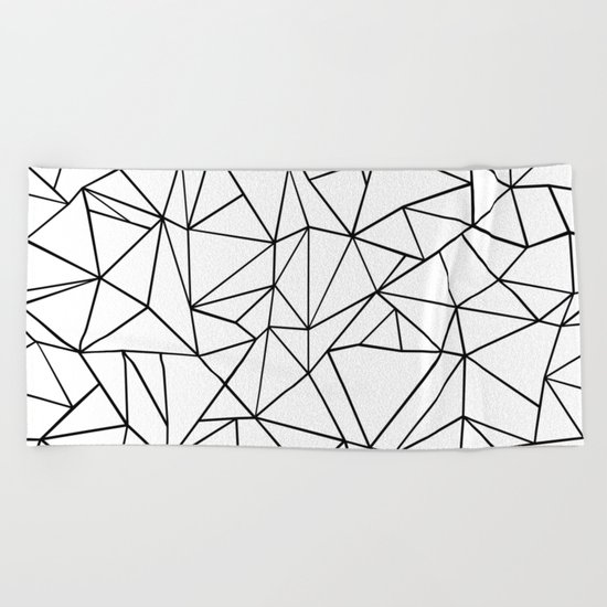 Abstract Outline Black on White Beach Towel