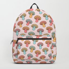 Cute Mushrooms, Happy Mushroom Pattern, Trippy, Magic, Smile Backpack