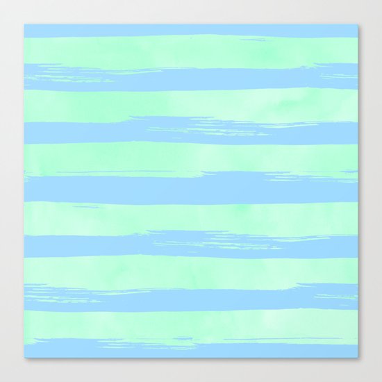 Trendy Stripes Blue Raspberry + Mint Meringue Canvas Print