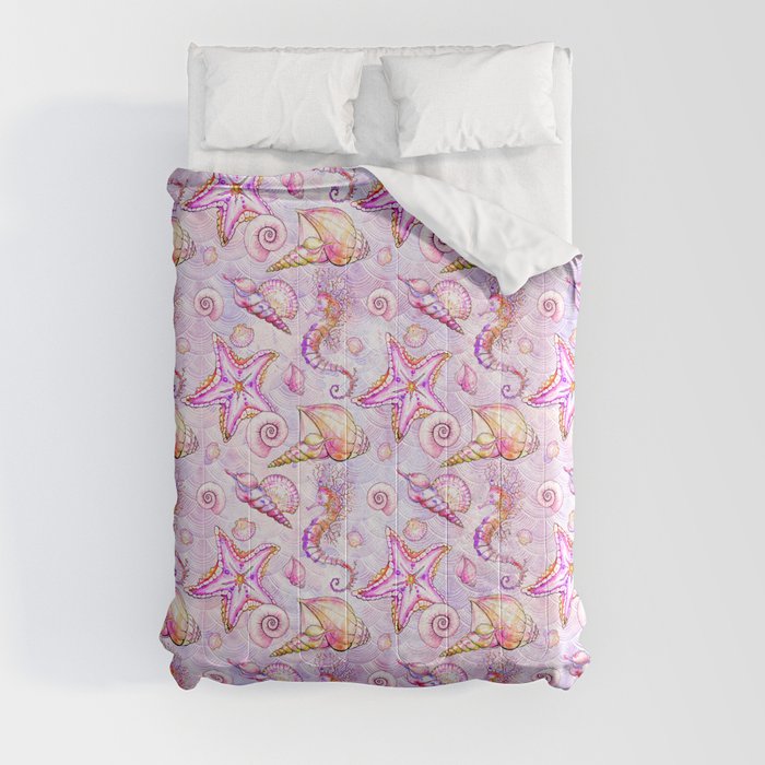 Pink Seahorses #2 Comforter