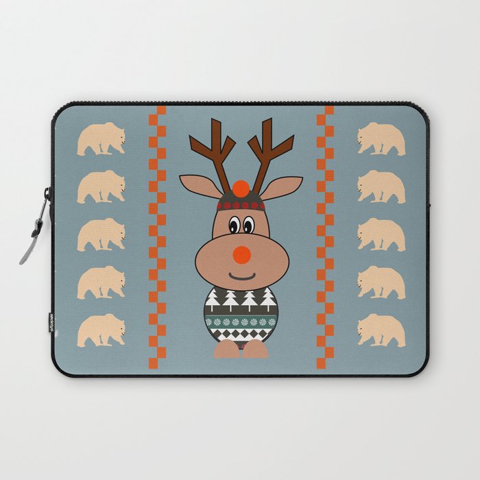 Reindeer and bears- winter decor Laptop Sleeve
