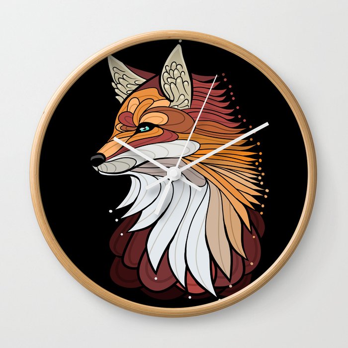 Beautiful Fantasy Fox Wall Clock By Art Berto