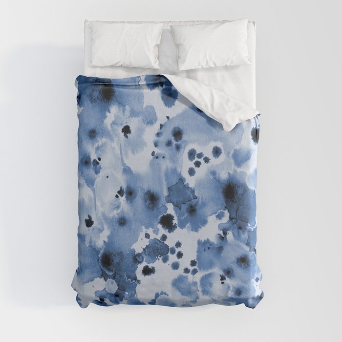 Indigo Splash - painterly blue artist summer watercolor cute cell phone case Duvet Cover