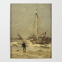 Johan Hendrik Weissenbruch - Bom voor de kust Poster
