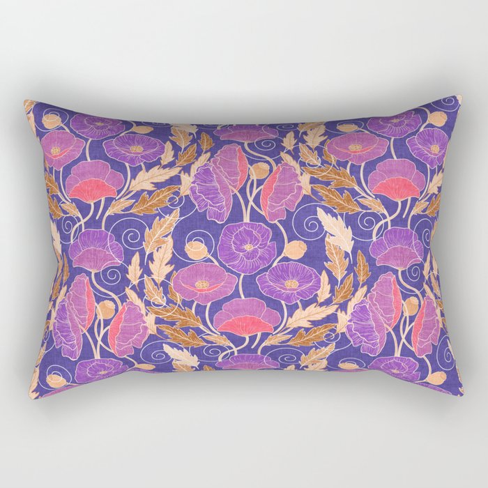 Purple Poppy Art Nouveau Rectangular Pillow