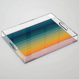 Colorful Abstract Vintage 70s Style Retro Rainbow Summer Stripes Acrylic Tray