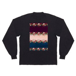 Geometric watercolor navy blue burgundy coral pink floral  Long Sleeve T-shirt