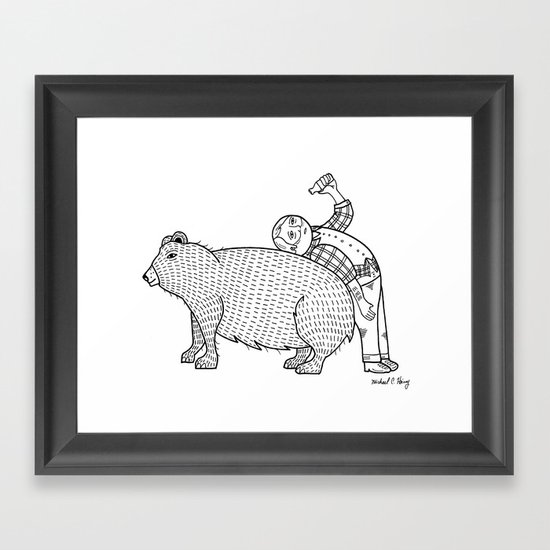 The Known Practice of using Domesticated Bears as cushions while drinking. Framed Art Print