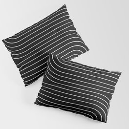 Minimal Line Curvature II Black and White Mid Century Modern Arch Abstract Pillow Sham