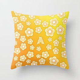 Custom iPhone case with Letter A and Orange Floral Design Throw Pillow