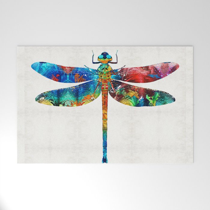 Colorful Dragonfly Art By Sharon Cummings Welcome Mat