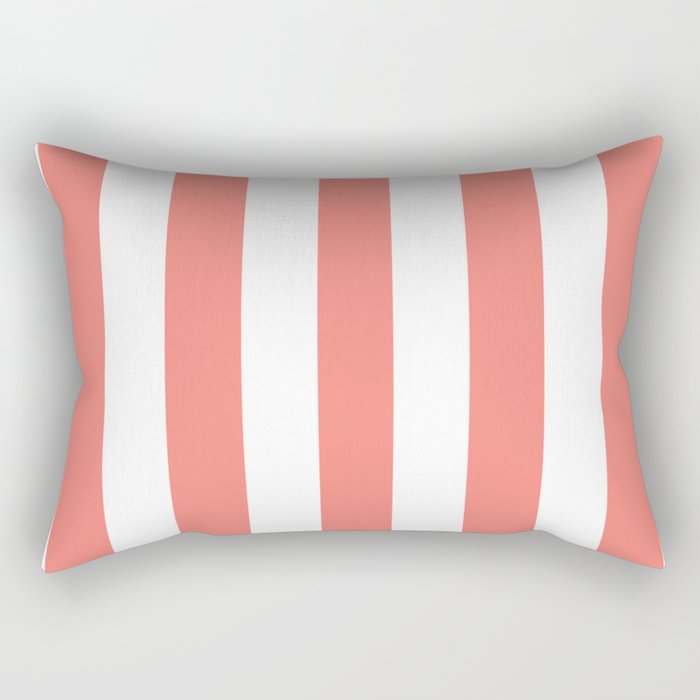 Congo pink - solid color - white vertical lines pattern Rectangular Pillow