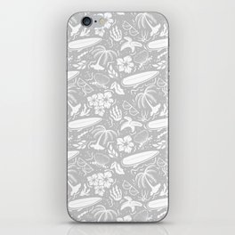 Light Grey and White Surfing Summer Beach Objects Seamless Pattern iPhone Skin