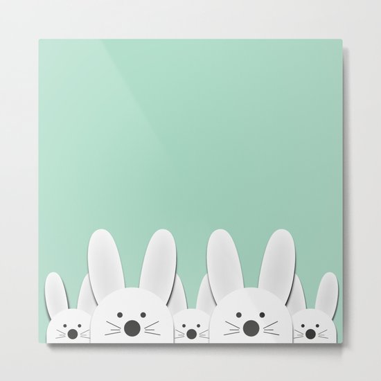 Spying Bunnies Metal Print