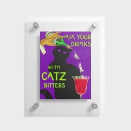 Mix Your Drinks with Catz (Cats) Bitters Aperitif Liquor Vintage Advertising Poster in purple Floating Acrylic Print