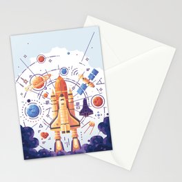 Space Rocket with Planets Stationery Card
