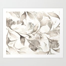 Floral Sepia Art Print