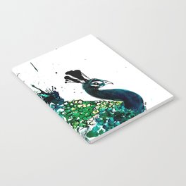 Peacock profile ink splatter Notebook