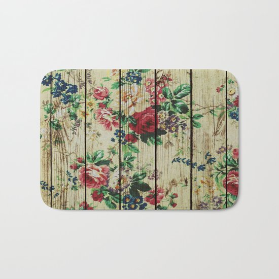 Flowers on Wood 01 Bath Mat