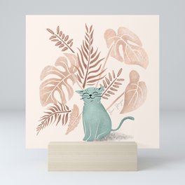 Tropical Happy Cat Mini Art Print