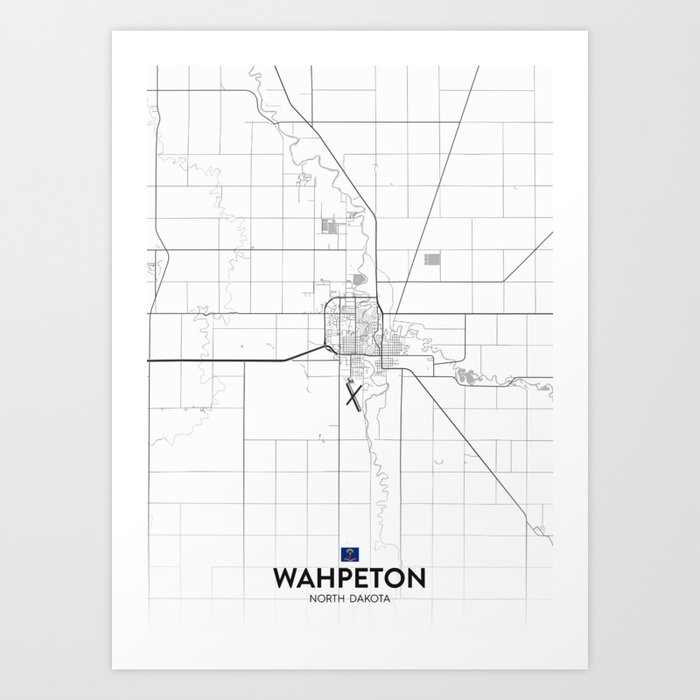 Wahpeton, North Dakota, United States Light City Map Art Print by IMR