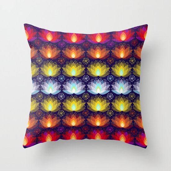 Variations on a Lotus I - Sparkle Brightly Throw Pillow