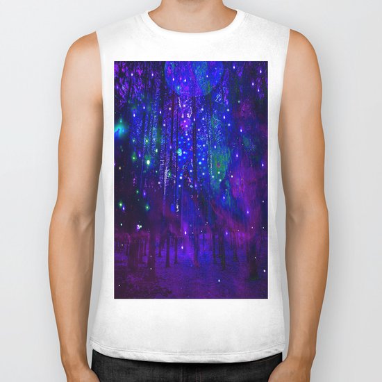 TREES MOON AND SHOOTING STARS Biker Tank